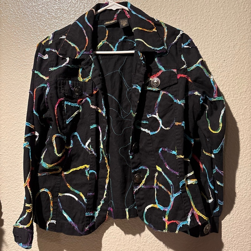 Sara Studio Black Jacket with Multicolor Accents
